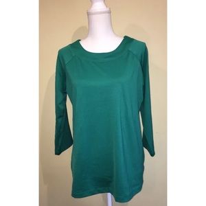 Susan Graver Green 3/4 Sleeve Career Blouse Size M